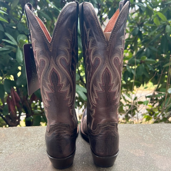 Lucchese Madras Chocolate Goat Skin Snip Tie Cowboy Western Boost size 5.5 NWT - Picture 3 of 6